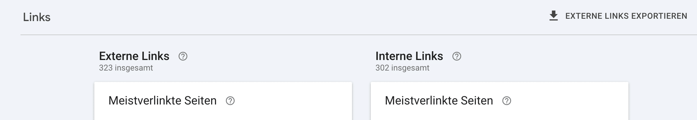 Link Überblick in der Google Search Console
