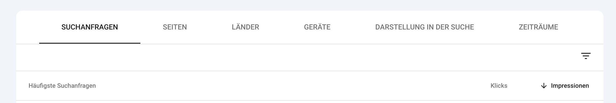 Darstellung der Suchanfragen in der Google Search Console
