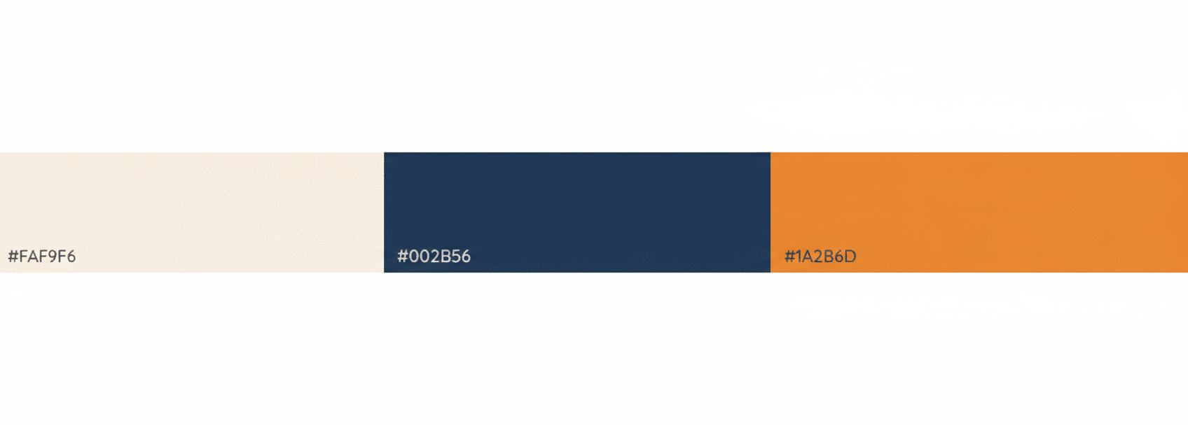 Hexcodes Beige, Blau, Orange Darstellung der Hexcodes der Farben Beige, Blau, Orange