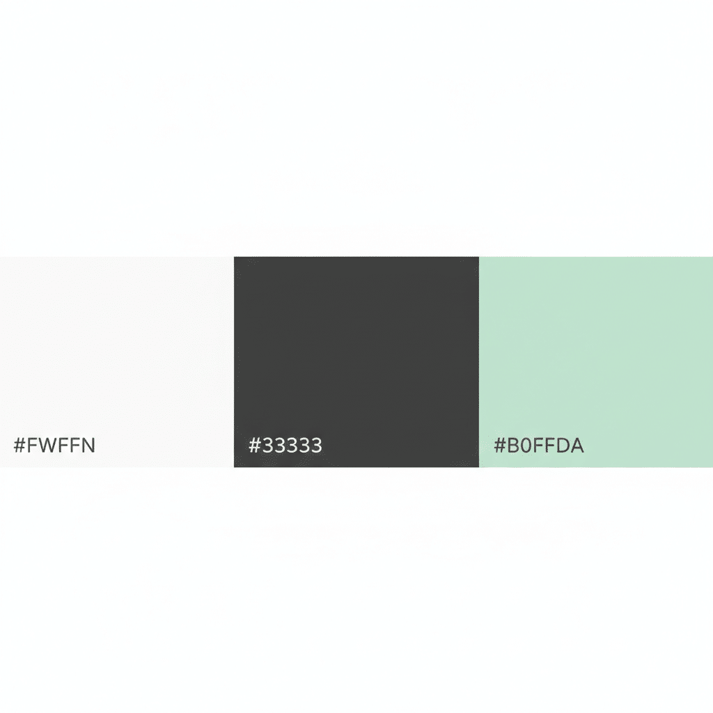 Farben im Webdesign Darstellung der Hexcodes der Farben Weiß, Grau, Helltürkis